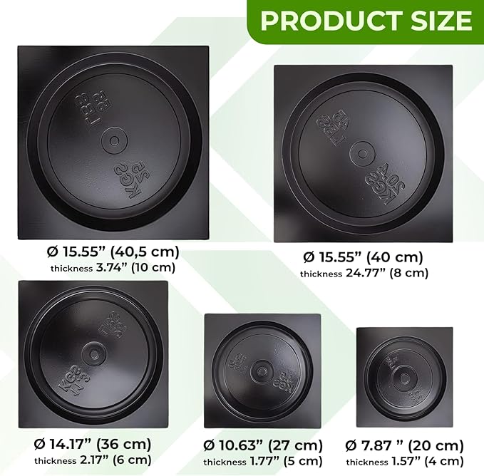 DIY Concrete Weight Mold Set - 5 pcs ABS Plastic 2mm Thick - Dumbbell & Barbell Weight Plates