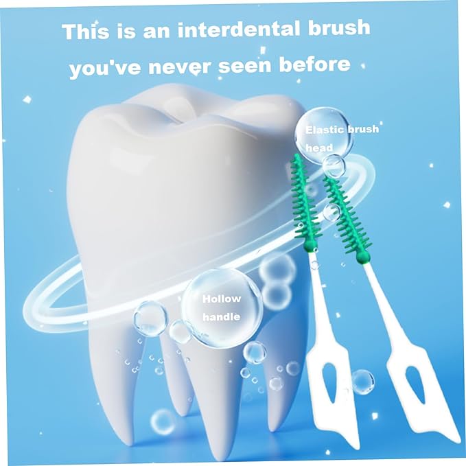 Interdental Brushes Ultra Tight Disposable Tooth Cleaner Brushes Silicone Toothpick Brush for Interdental Spaces Green 160Pcs/Box