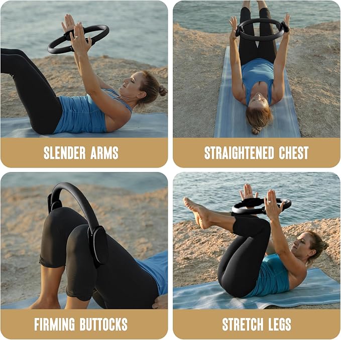 Pilates Ring Fitness Circle 14" Yoga Rings Magic Circle with Dual Padded Handles for Toning Arms, Thighs/Legs & Core,Home Exercise Equipment -StrideForce Fitness