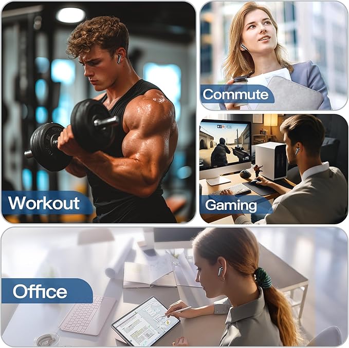 kurdene Wireless Earbuds Bluetooth 5.4 Headphones 60H Playtime Deep Bass Stereo Ear Buds with Mic Comfort Lightweight in Ear Earphones for Workout/Running Charcoal-StrideForce Fitness