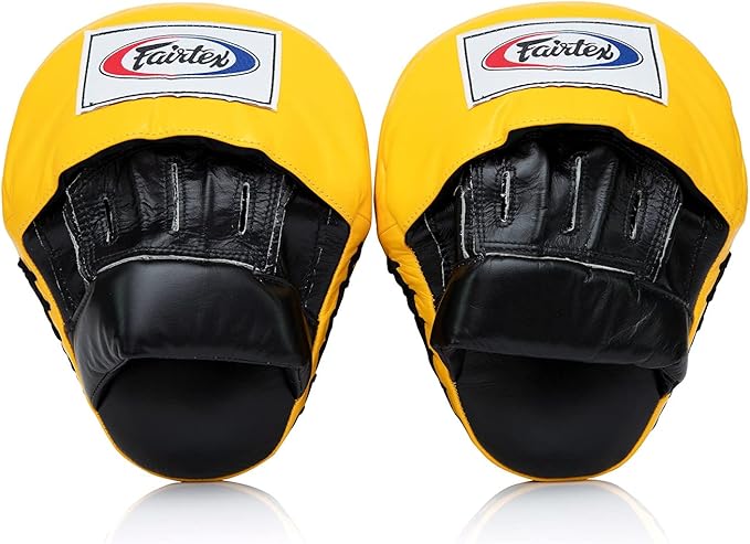 Fairtex FMV9 Contoured Focus Mitts |Striking Accuracy & Protection for Boxing, Muay Thai, Kickboxing |Ergonomic Design, Soft Padding, Secure Fit Leather-StrideForce Fitness