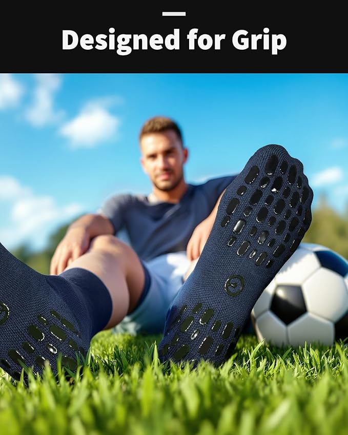 CWVLC Grip Socks Soccer - Cushioned Non-Slip Grippy for Men & Women Athletic - Barre Hospital Sticky Slipper Socks-StrideForce Fitness