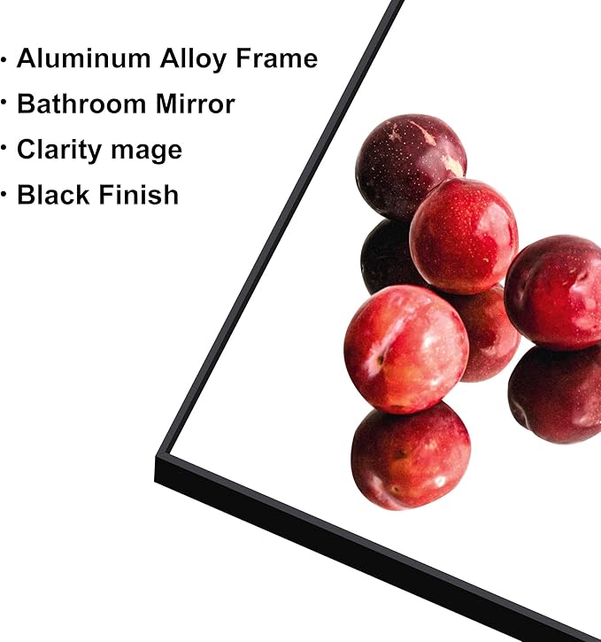 Black Bathroom Mirror for Wall, 36x40 Inch Rectangle Mirrors with Metal Frame, Modern Vanity Wall Mirror Decor for Entryway Hangs, Bathroom Living Room Horizontal or Vertical-StrideForce Fitness