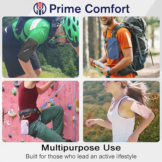 Phone Holder Arm Bands, Small Crossbody Shoulder Holsters Bag with Arm Band, Fits iPhone and All Cell Phones, Use for Running, Walking, Hiking & Biking (Plus Size Purple)-StrideForce Fitness