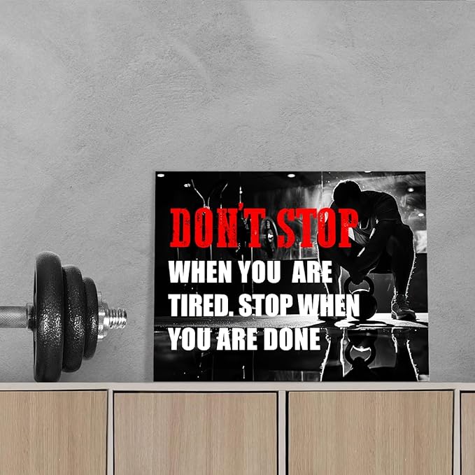 OTINGQD Inspirational Gym Wall Decor,Fitness Quotes Wall Art,Don't Stop When You're Tired Stop When You're Done Canvas Wall Decor for Home Gym-StrideForce Fitness