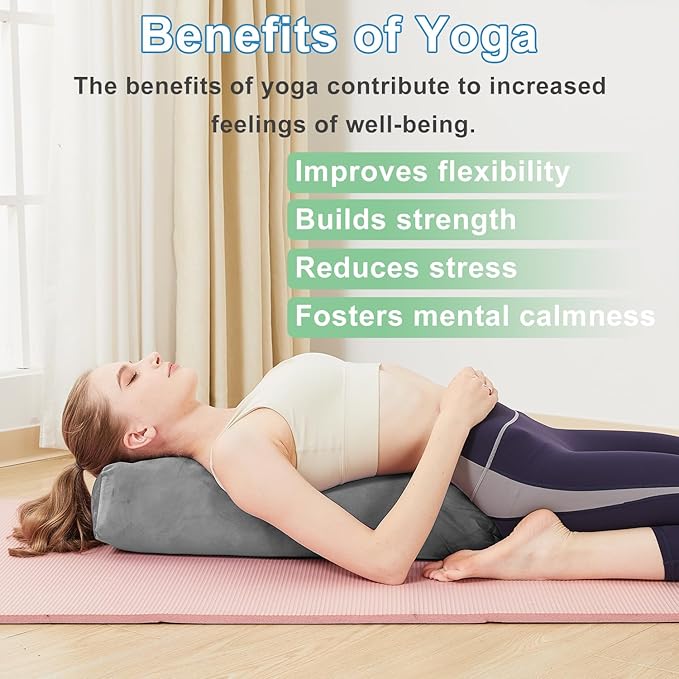 Rectangular Yoga Bolster Pillow, Meditation Pillow for Yin & Restorative Yoga, Filled with Wasted Sponge-StrideForce Fitness