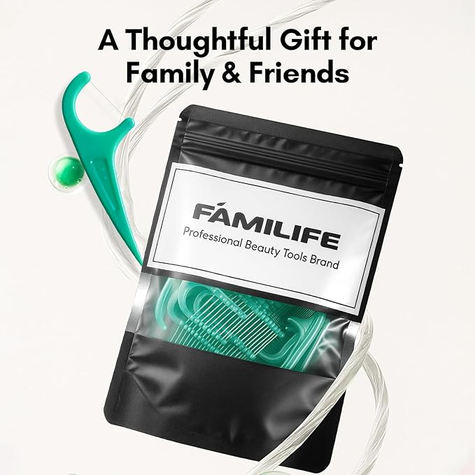 FAMILIFE Mint Floss Picks 90 Count Resealable Bag, Smooth Glide Dental Floss Picks for Adults & Kids, Durable Thread Flossers & Tooth Picks Flossers for Daily Floss and Fresh Breath Care