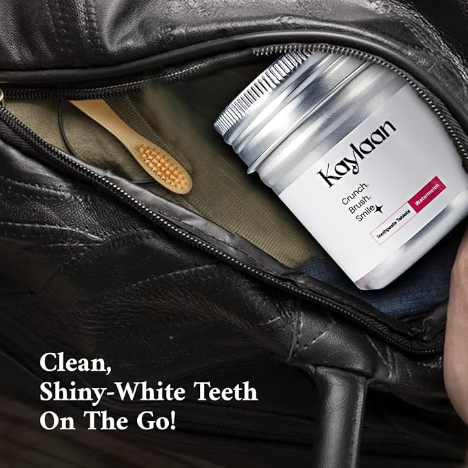 Kalyaan Kids Toothpaste Tablets with Fluoride | Whitening, Sensitivity Relief & Cavity Protection | Chewable, Plastic-Free, Travel-Friendly - Watermelon, 90 Count, Made in USA