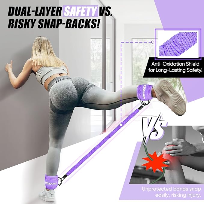 Ankle Resistance Bands with Cuffs for Working Out, Resistance Bands for Women, Exercise Bands for Leg and Glute, Booty Workout Equipment for Kickbacks, Butt and Hip Training, Ankle Weights Bands Set