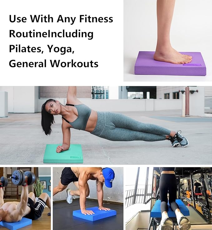 nuveti Large Balance Pad - TPE Non-Slip Mat for Fitness & Balance Exercises,Yoga, Physical Therapy, Knee Cushion Slip Resistant Foam Mat for Yoga & Balance Training, Board Foam for Strength Training, Kneeling Pads for Home Gym Exercise(20''x16''x2.4'')-StrideForce Fitness