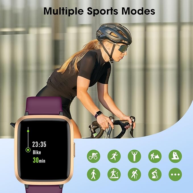 Fitness Tracker Watch with Heart Rate Monitor 5ATM Waterproof
