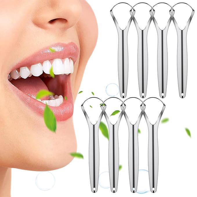 8 Pcs Tongue Scraper Stainless Steel Tongue Cleaners Wide Head Tongue Cleaner Tool Reduce Bad Breath Tongue Scrapers for Fresh Breath
