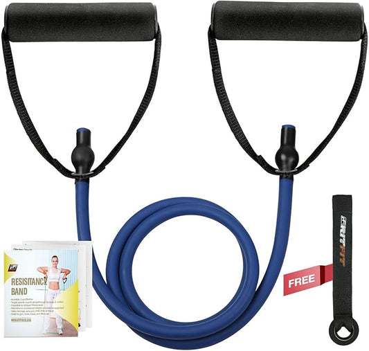 RitFit Single Resistance Exercise Band with Comfortable Handles - Ideal for Physical Therapy, Strength Training, Muscle Toning - Door Anchor and Starter Guide Included-StrideForce Fitness