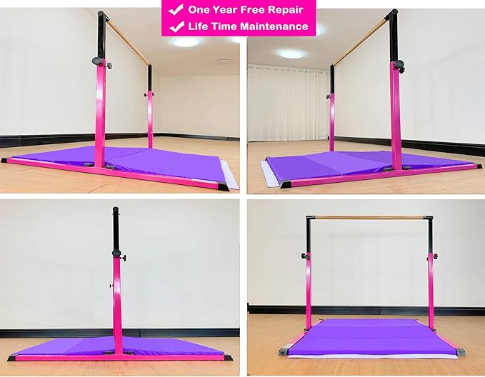 4FT/5FT Gymnastic Bar Set Gymnastics Horizontal Bar Gymnastics Kip Bar for Kids Home Use-StrideForce Fitness