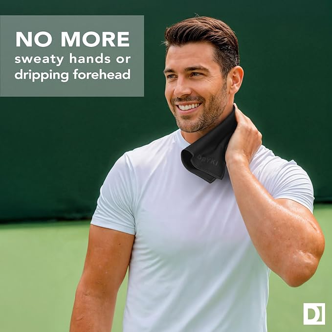 Pocket-Sized Sweat Towels - The Original Sweat Absorbing Handkerchiefs - Quick-Dry Microfiber Sweat Rags for Face, Hands, & Body - Men & Women - Gym, Sports, and Work (Black: Large Size, 3 Pack)-StrideForce Fitness