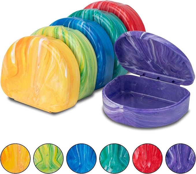 Practicon Marble Retainer Cases, Orthodontic Aligner Case, Mouth Guard Holder (3 Pack) (Assorted)