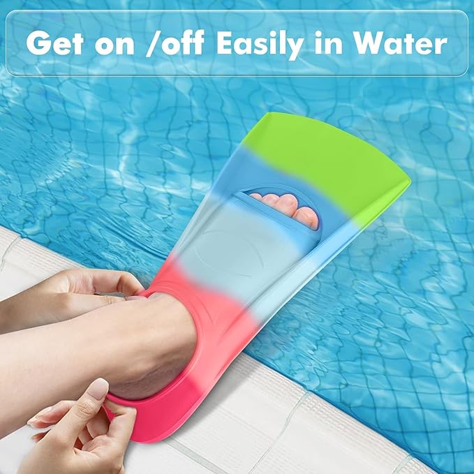 Gintenco Swim Fins, Kids Swim Training Fins for Lap Swimming, Travel Size Flippers with Mesh Bag, Silicone Swimming Fins for Kids Teens Adults Women Men-StrideForce Fitness