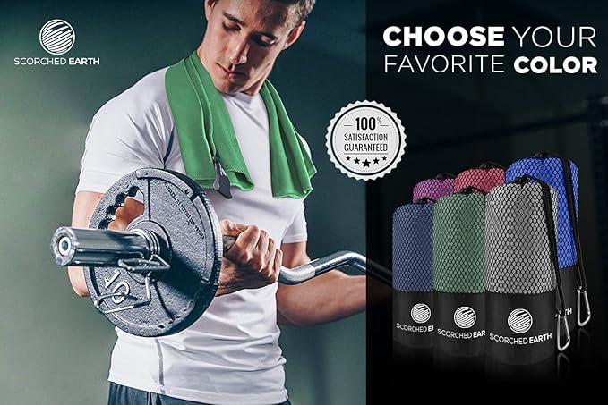 ScorchedEarth Microfiber Travel & Sports Towel Set (Evergreen) - XL Set (39x70.5 & 12x24)-StrideForce Fitness