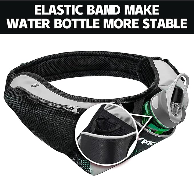 PYFK Running Belt Hydration Waist Pack with Water Bottle Holder for Men Women Waist Pouch Fanny Bag Reflective-StrideForce Fitness