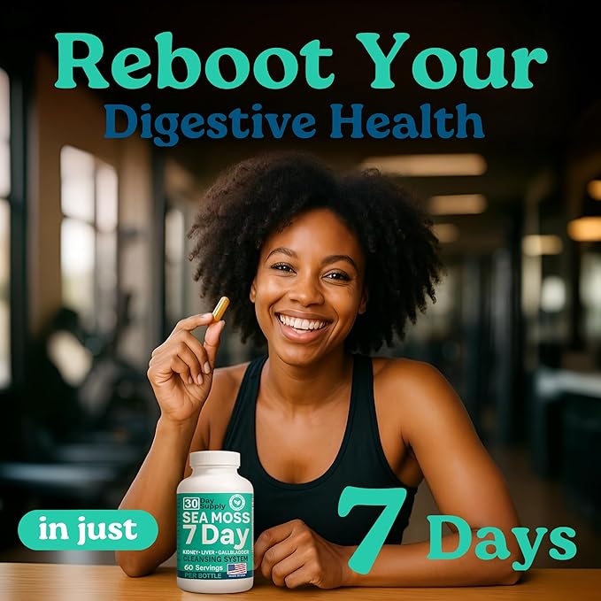 Atlantic Naturals Sea Moss Capsules – 7 Day Herbal Blend for Liver & Gallbladder Wellness – with Dandelion Root, Milk Thistle, Burdock Root, Red Clover & Chanca Piedra – 180 Count Sea Moss Capsules-StrideForce Fitness