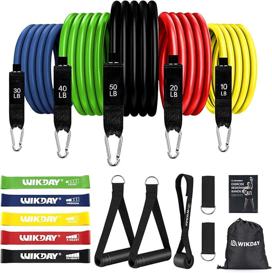 Exercise Resistance Bands with Handles for Working Out, 150/200/250/300 lbs Workout Bands Set with Door Anchor for Physical Therapy, Yoga, Pilates-StrideForce Fitness