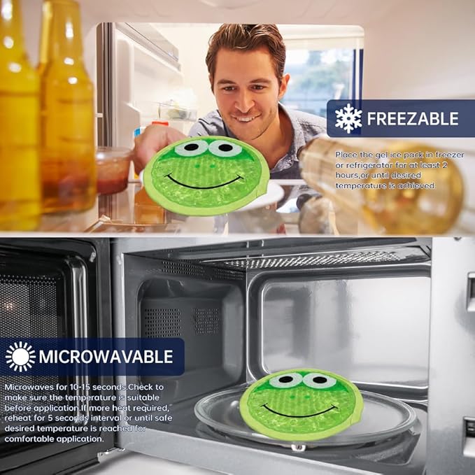 Gel Ice Pack for Injuries 2 Packs Cute Reusable Hot Cold Gel Packs for Fever Pain Relief Wisdom Teeth First Aid and Neck Head Arms Legs Knee Ankle