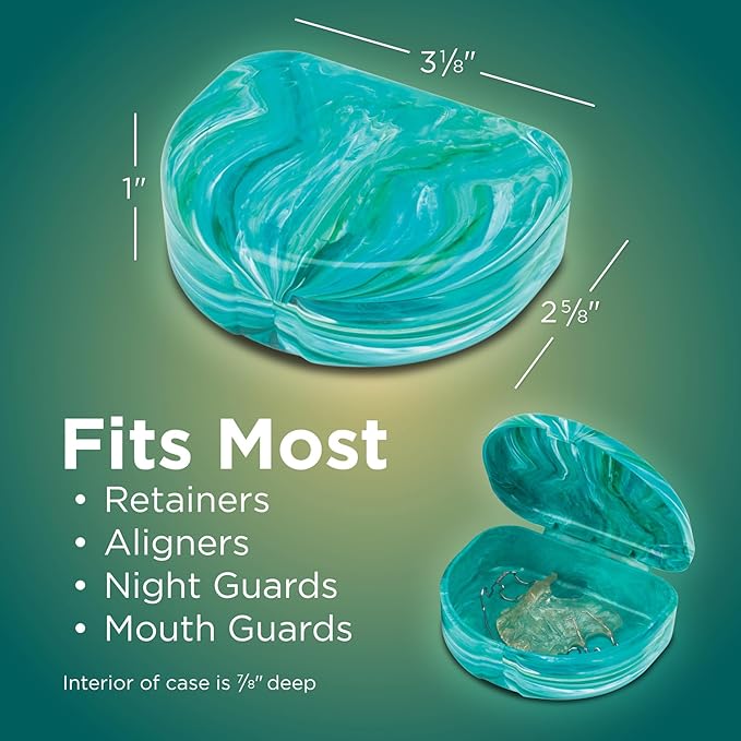 Practicon Marble Retainer Cases, Orthodontic Aligner Case, Mouth Guard Holder (3 Pack) Oasis