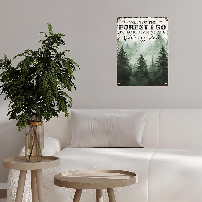 Vintage Sign And Into The Forest I Go to Lose My Mind and Find My Soul Hiking Girl Retro Metal Tin Sign for Home Coffee Wall Decor 12 * 16inch-StrideForce Fitness