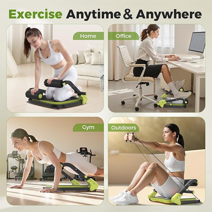 Ab Machine,Sit Up Exercise Equipment& Core Machine, Workout Equipment,Adjustable Ab Trainer with 3 Resistance Levels and Removable Auxiliary Handle,Home Gym Fitness Equipment for All Ages-StrideForce Fitness
