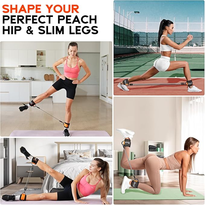Ankle Resistance Bands, Ankle Bands for Working Out with Cuffs, Resistance Bands for Leg Butt Training Workout Equipment for Kickbacks Hip Gluteus Training Exercises, Ankle Strap with Exercise Bands