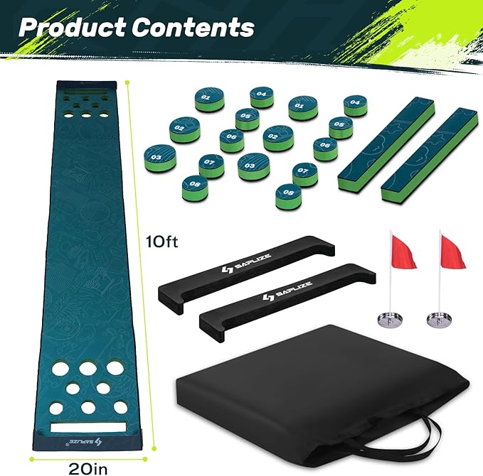 SAPLIZE Golf Putting Mat/Putting Green Mat - Adjustable Slope, Trajectory Tracking & Pong Game Modes | Indoor & Outdoor Use-StrideForce Fitness