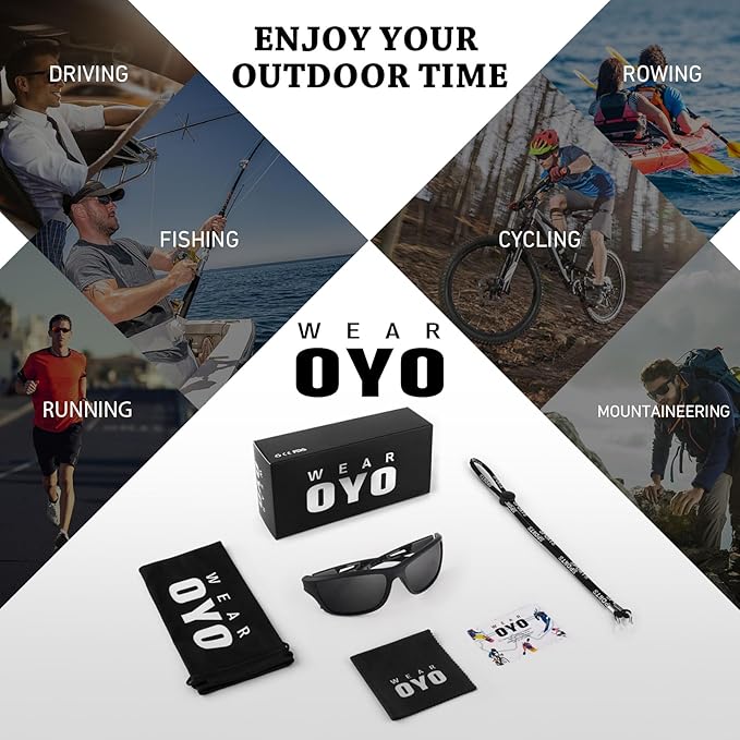 Polarized Sports Sunglasses for Men Women,Fishing Driving Rectangular Goggles UV400 Protection-StrideForce Fitness