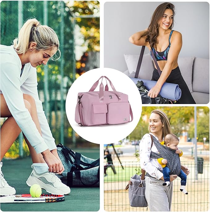 FIORETTO Women's Gym Duffle Bag with Shoes Compartment, 37L Capacity, Ideal for Travel, Gym, Sports, Duffel, Weekender-StrideForce Fitness