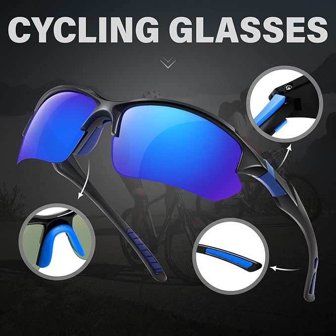 Sports Polarized Sunglasses for Men Cycling Running Fishing UV Protection Sun Glasses Lightweight Half Frame Goggles-StrideForce Fitness