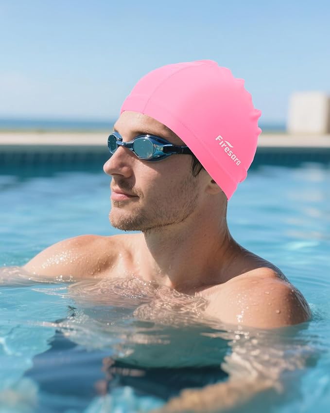 Firesara Fabric Swim Cap, High Elasticity Swimming Cap Keeps Hair Clean Breathable Fit Both Long Hair Short Hair, Swim Caps Woman Girls Men Kids One Size Hat-StrideForce Fitness