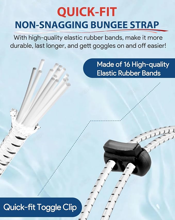 Swim Goggles, Polarized Adult Swimming Goggles Bungee Strap No Hair Pulling Anti-fog Pool Goggles for Men Women-StrideForce Fitness