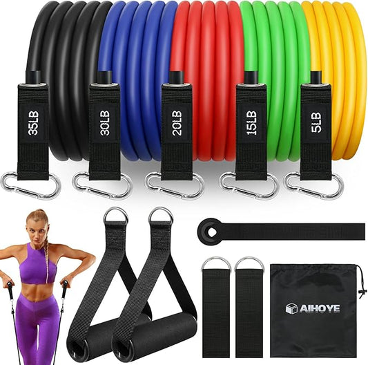 Aihoye Resistance Bands for Working Out, Exercise Bands with Handles, Stretch Bands for Exercise, Workout Bands with Door Anchors for Physical Therapy & Strength Training-StrideForce Fitness