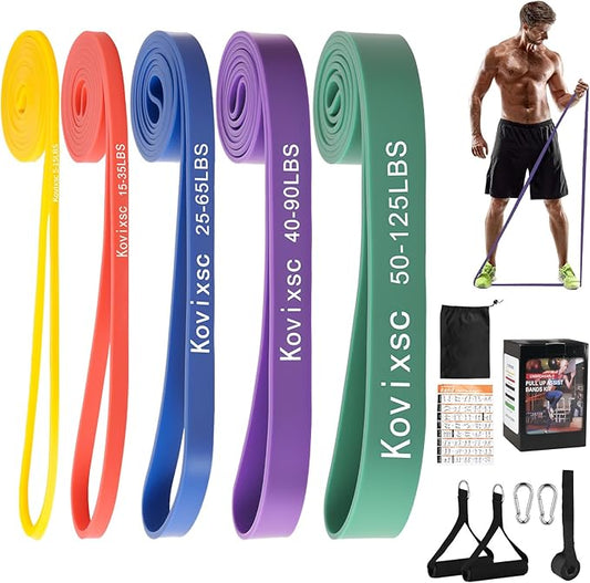 Resistance Bands for Working Out, Pull Up Assistance Bands, Exercise Workout Bands for Men & Women, Gym Bands with Door Anchor & Handle, Stretching Bands for Physical Therapy, Muscle Training-StrideForce Fitness