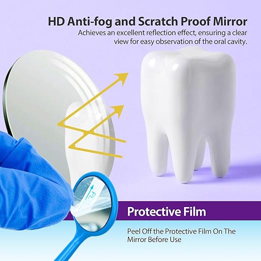 200 PCs Dental Grade Disposable Dental Mouth Mirrors with Spatula Handle by Omnia ONE | Fog-Free, Dual-Purpose Design – Clear Visibility & Tongue Retraction – Ideal for Exams & Procedures