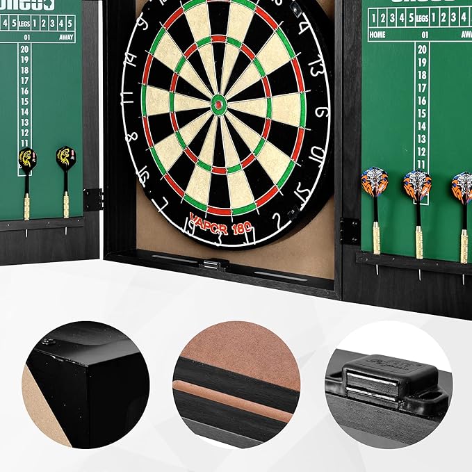 All-in-One Dartgame Center with Self-Healing Sisal/Double-Sided Dartboard & Multifunctional Cabinet 6 Steeltip Darts and Mounting Kit Included-StrideForce Fitness