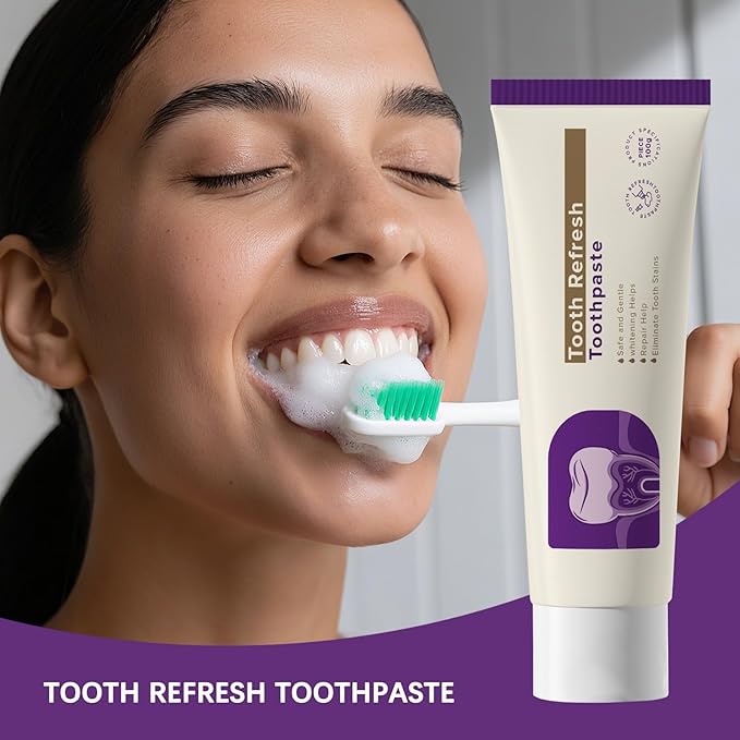 Tooth Refresh Toothpaste, Fresh Breath Whitening Toothpaste, Natural Oral Care & Enamel Repair, Helps Remove Coffee, Tea & Wine Stains, 3.52 oz Fresh Minty Gel, Pack of 2 (2)