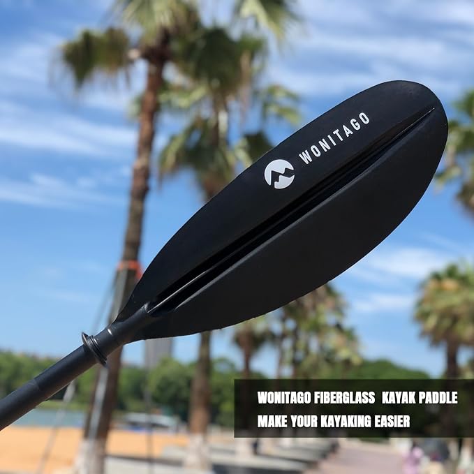 Kayak Paddles with Fiberglass Shaft and Reinforced PP Blade, Floating Adjustable Kayaking Oars, 3 Piece, 220-240 cm/86-94 Inches, 240-260 cm/94-102 Inches-StrideForce Fitness