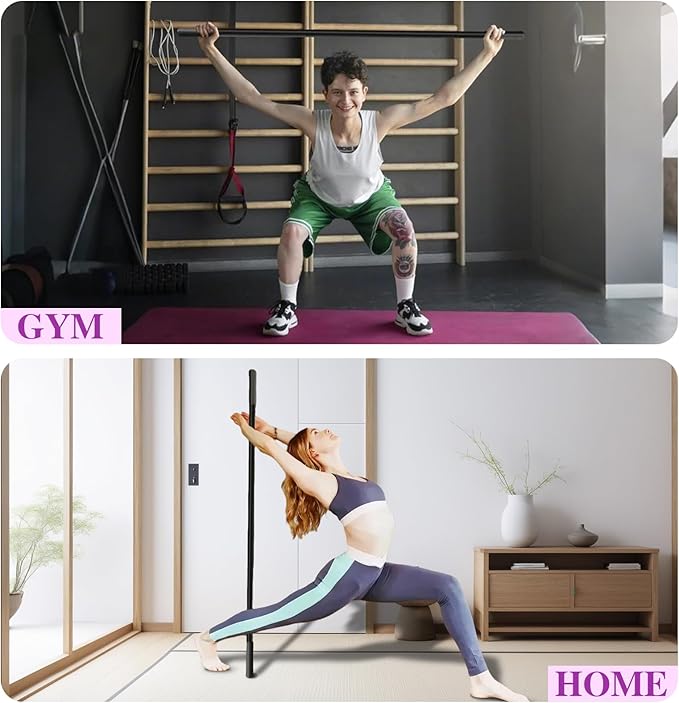 5ft Yoga Stick - Sturdy Steel Adjustable Stretching Stick for Mobility,Flexibility & Balance | Non-Slip Ends & Foam Handles | Exercise Pole for Fitness,Physical Therapy,Posture Correction-StrideForce Fitness