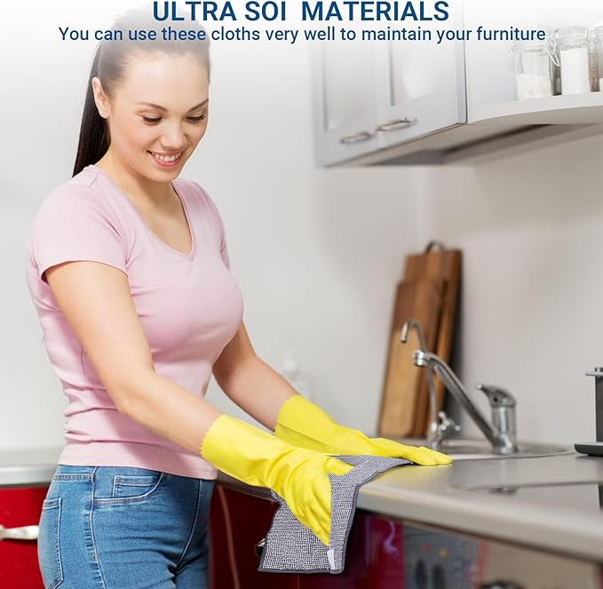 10 Pcs New Upgrade 3-Layer Non Scratch Wire Dishcloth,Wire Dishwashing Rag, Non-Scratch Wire Dishwashing Rags for Wet and Dry, Kitchen Cleaning Dish Rags for Cookware,Sinks, Dishes, Stove-StrideForce Fitness