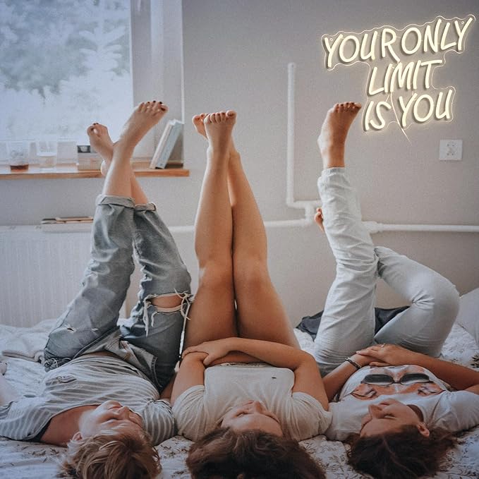 Your Only Limit Is You Neon Sign USB Powered Motivational Letters Neon Light Sign for Wall Decor Dimmable LED Warm White Positive Quote Light Up Sign for Classroom Bedroom Office Study Room-StrideForce Fitness