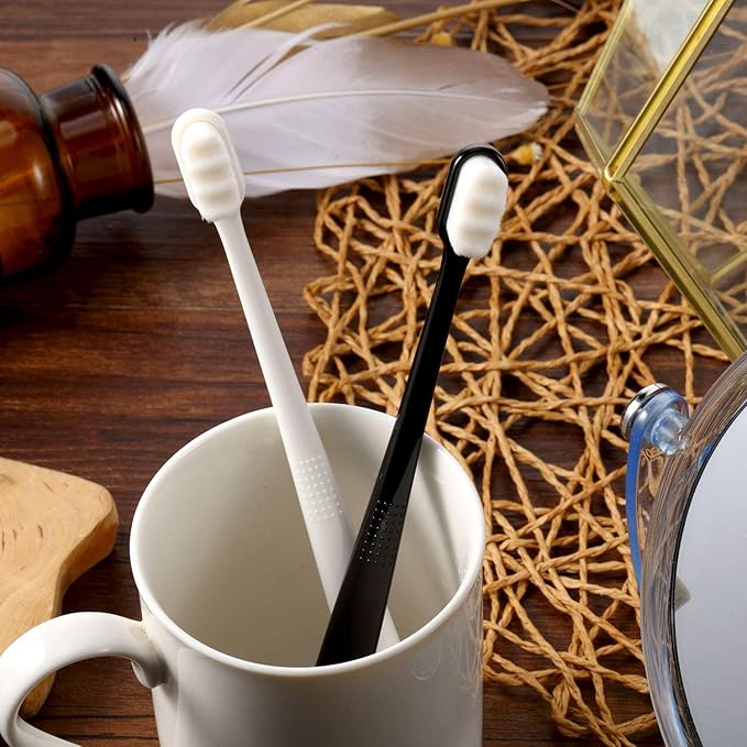 Boao 4 Pcs Soft Bristle Toothbrush Nano Toothbrush Ultra Soft Brush Manual Brush with 20,000 Bristles for Sensitive Teeth Adult Kid Children(Pink, Blue, Black, White)