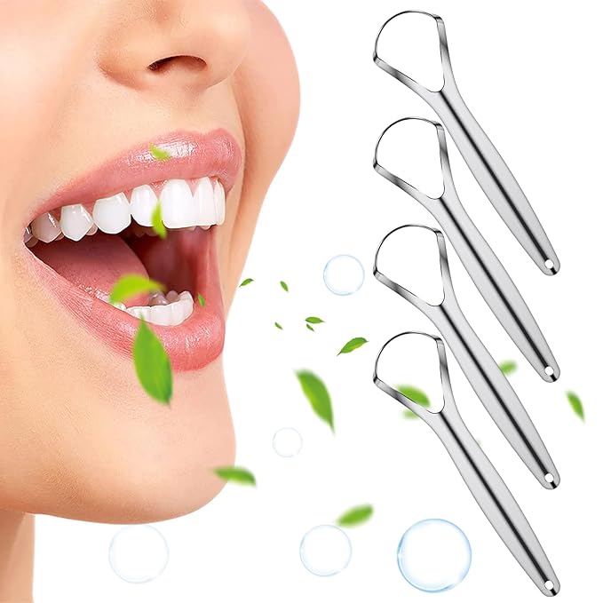 4 Pcs Tongue Scraper Stainless Steel Tongue Cleaners Wide Head Tongue Cleaner Tool Reduce Bad Breath Tongue Scraper for Fresh Breath