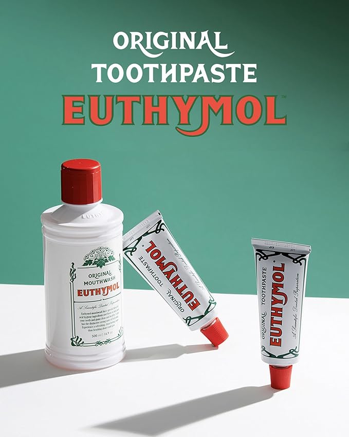 EUTHYMOL Original Pink Toothpaste (3.7fl oz/Pack of 1) - Fluoride-Free Toothpaste for Sensitive Teeth & Gum. Bad Breath, Cavity Prevention, 12-Hour Long Lasting Freshness with Wintergreen