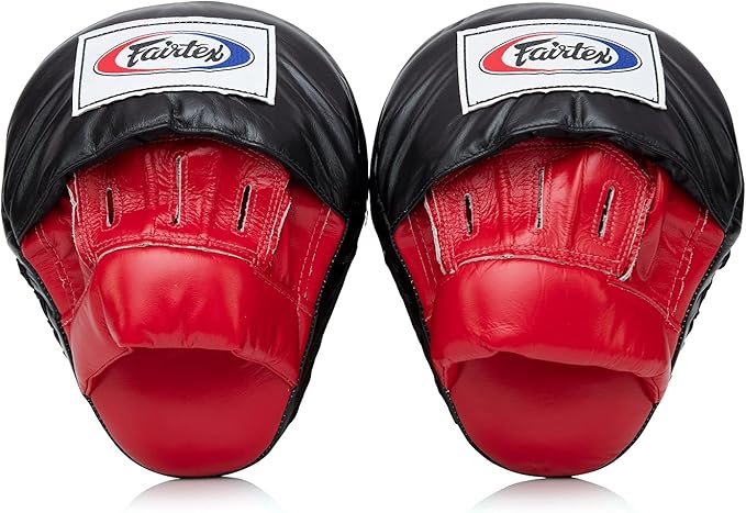 Fairtex FMV9 Contoured Focus Mitts |Striking Accuracy & Protection for Boxing, Muay Thai, Kickboxing |Ergonomic Design, Soft Padding, Secure Fit Leather-StrideForce Fitness