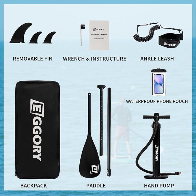 Inflatable Paddle Board,Stand Up Paddle Board Set, Extra Wide SUP Board with Removable Fin, Floating Paddle, Hand Pump, Waterproof Phone Pouch,Traveling Board-StrideForce Fitness